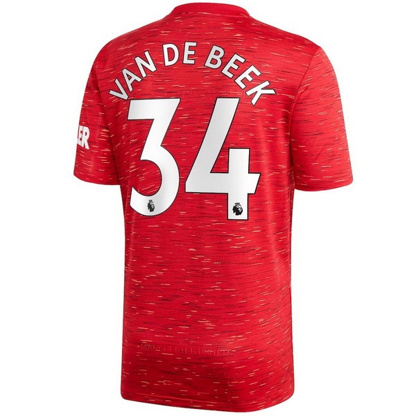 Camiseta Manchester United NO.34 Van De Beek 1ª Kit 2020 2021 Rojo
